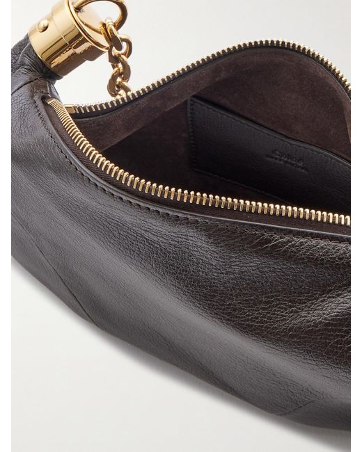 Chloé Black Foulard Schultertasche Aus Strukturiertem Leder Mit Troddel