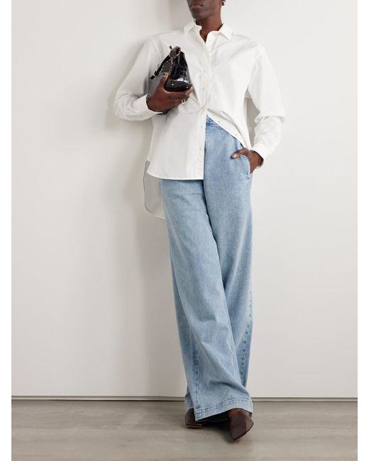Totême  White Oversized-Hemd Aus Biobaumwollpopeline Mit Stickerei