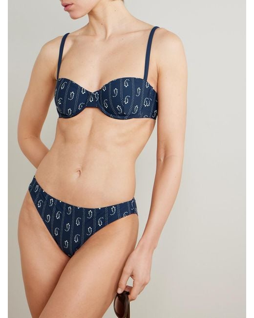 Tory Burch Blue Underwired Printed Bikini Top