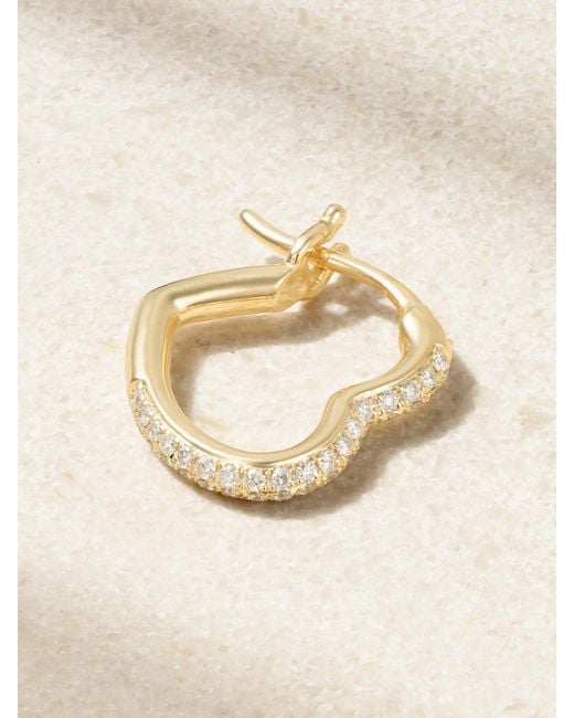 Yvonne Léon Natural Mini Créole Coeur 9-Karat Diamond Single Hoop Earring