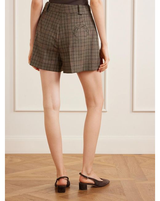 Blazé Milano Brown Teke Checked Wool And Cashmere-Blend Shorts