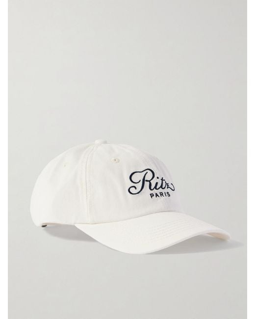 FRAME White Ritz Paris Embroidered Cotton-Twill Baseball Cap