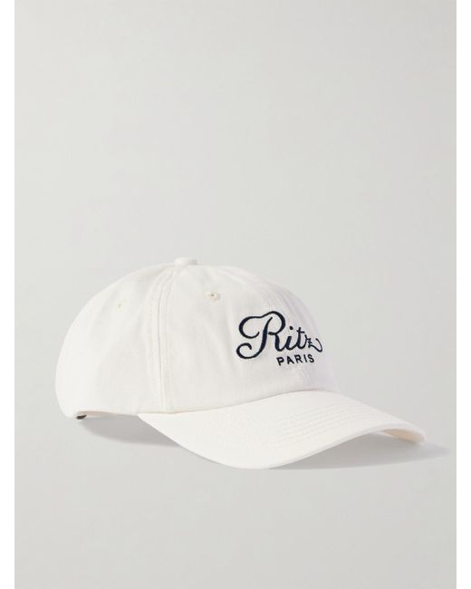 FRAME White Ritz Paris Embroidered Cotton-Twill Baseball Cap