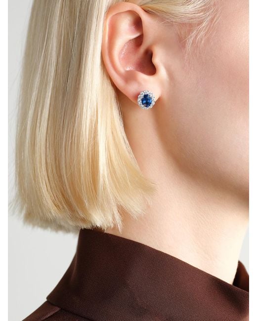 Garrard Blue 1735 Platinum, Sapphire And Diamond Earrings