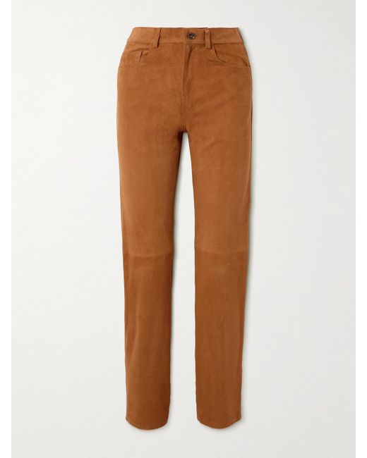 Blazé Milano Brown Viva Paso Hose Mit Geradem Bein Aus Veloursleder
