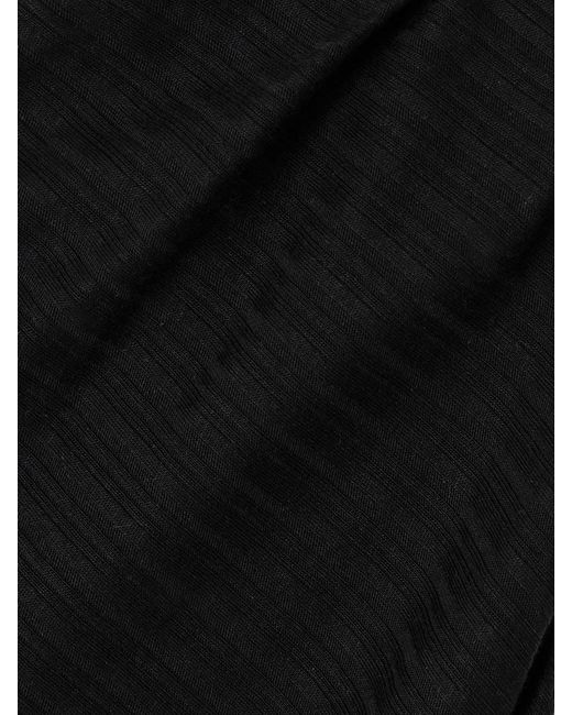 RÙADH Black Toga Draped Ribbed Organic Cotton And Modal-Blend Top