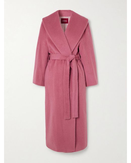 Staud Pink Dakota Belted Wool And Alpaca-Blend Coat