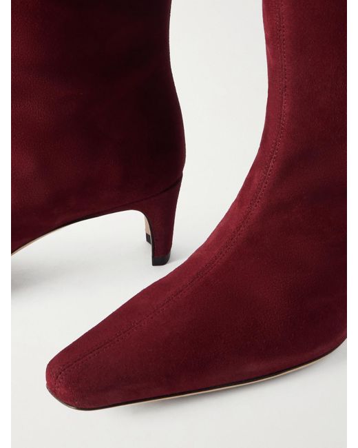 Staud Red Wally Suede Knee Boots