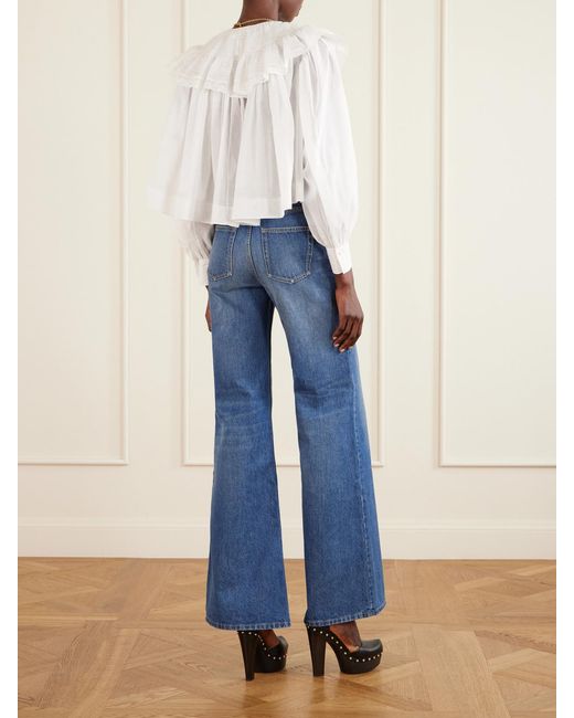 Chloé White Ruffled Cotton-Voile Blouse