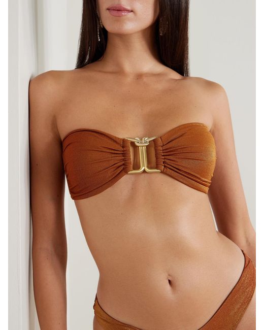 Zimmermann Brown Daylight Metallic Bandeau Bikini
