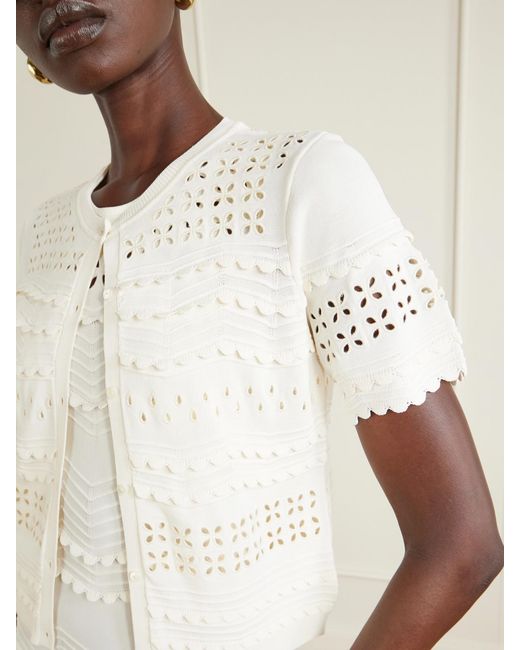 Ulla Johnson White Abriana Eyelet-Embellished Knitted Shirt