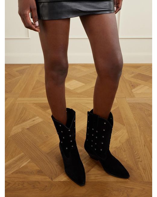 Isabel Marant Black Duerto Embellished Suede Ankle Boots