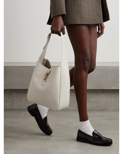 Saint Laurent White Le 5 À 7 Supple Große Schultertasche Aus Leder