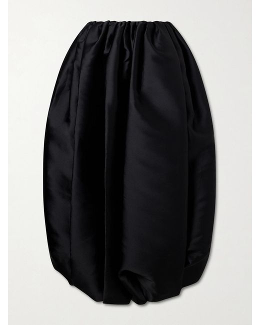 Calvin Klein Black Gathered Duchesse Satin Maxi Skirt