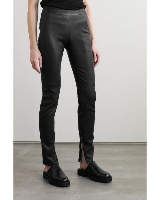 Givenchy Black Overlock Leather Leggings