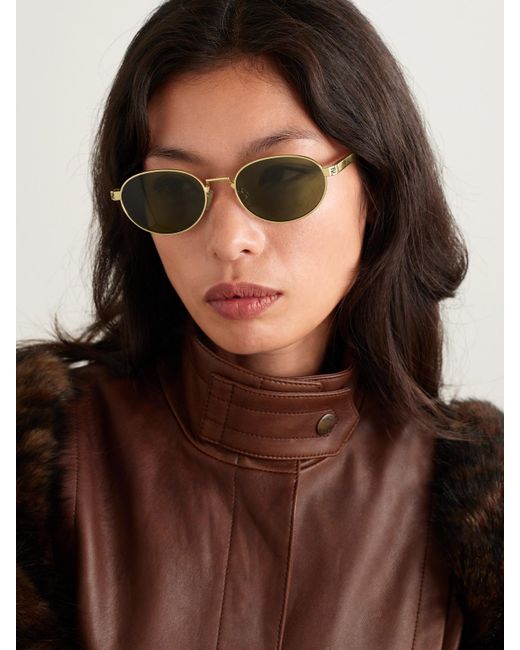 Fendi Fendi Sky Round-Frame-Tone Sunglasses in Green | Lyst display picture 3