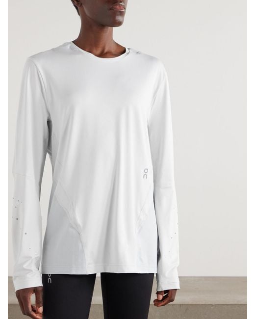 On Shoes White Post Archive Facti Paneled Mesh And Stretch-Jersey T-Shirt