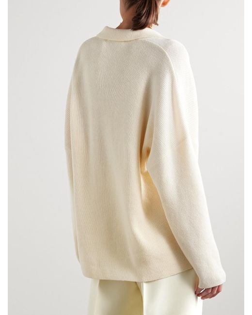 FFORME Natural Louise Ribbed Merino Wool And Cashmere-Blend Polo Sweater