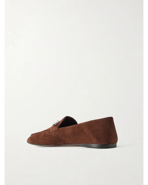 Gucci Brown Jordaan Horsebit-Embellished Suede Loafers