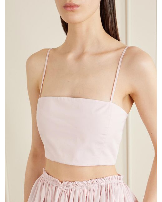 Gabriela Hearst Pink Nadir Cropped Cotton-Poplin Top