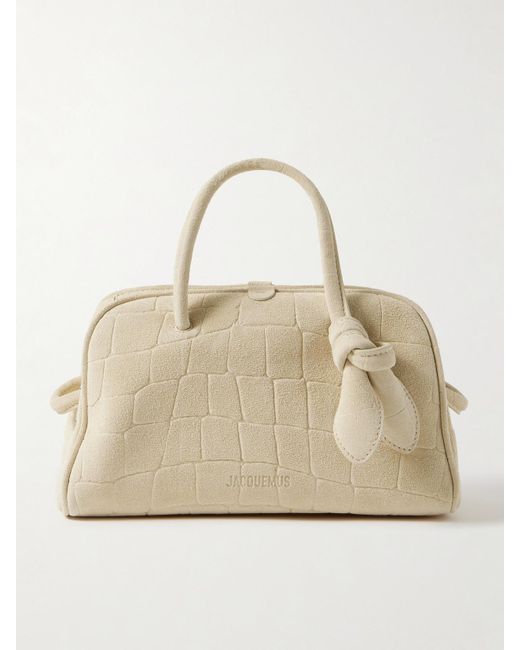 Jacquemus Natural The Turismo Small Croc-Effect Suede Tote