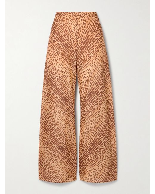 Zimmermann Brown Cascadian Schlaghose Aus Baumwollpopeline Mit Leopardenprint