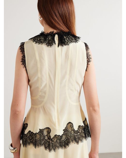 Ulla Johnson Black Bette Oberteil Aus Crêpe De Chine Aus Seide Mit Spitzenbesätzen