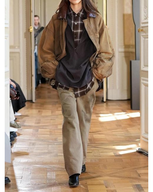 Ssstein Brown Checked Lyocell-Blend Gauze Shirt