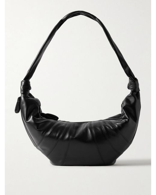 Lemaire Black Croissant Large Paneled Leather Shoulder Bag