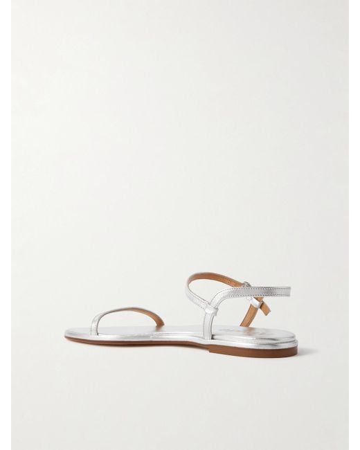Aeyde White Nettie Metallic Leather Sandals