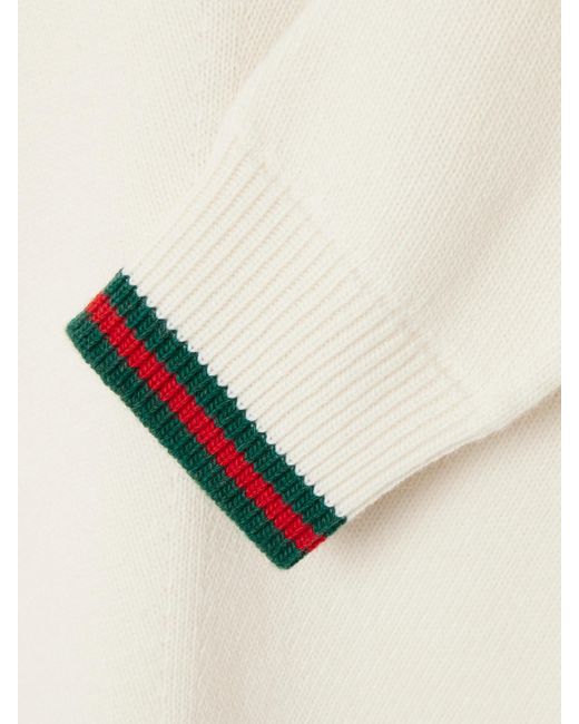 Gucci Natural Striped Wool And Cashmere-Blend Sweater