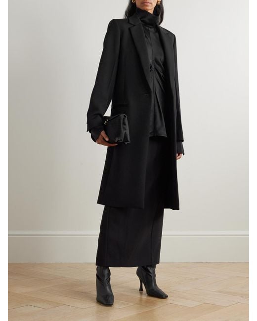 Totême  Black Garderob Grain De Poudre Wool-Blend Coat
