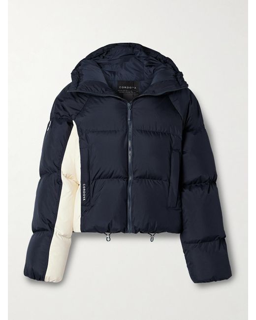CORDOVA Blue Furano Hooded Two-Tone Quilted Down Ski Jacket