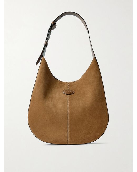 Tod's Brown Di Bag Leather-Trimmed Suede Shoulder Bag