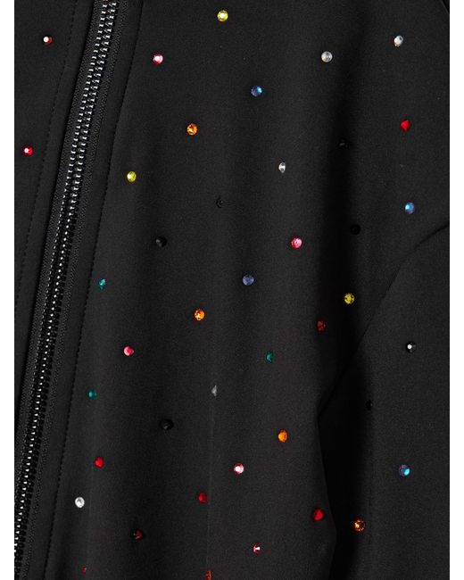 Goldbergh Black Éclair Crystal-Embellished Stretch Recycled-Jersey Half-Zip Top