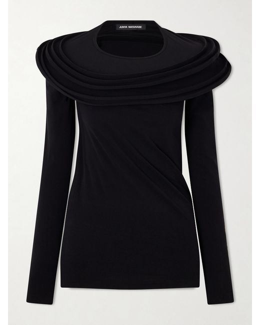 Junya Watanabe Black Stretch-Jersey Blouse