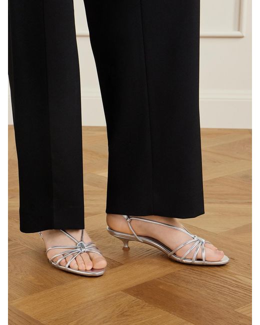 Aeyde Natural Amara Metallic Leather Sandals
