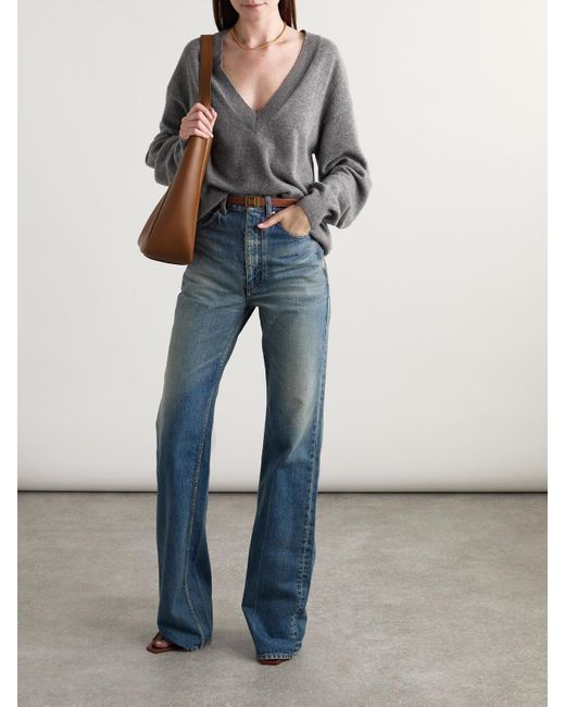 Saint Laurent Blue High-Rise Bootcut Jeans