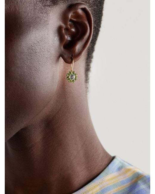 Jennifer Meyer Natural Flower Drop Kleine Ohrringe Aus 18 Karat Mit Mehreren Steinen