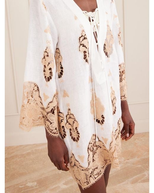 Miguelina Natural Sonnet Broderie Anglaise Linen Coverup