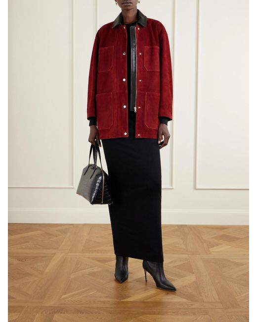 Nour Hammour Red Barn Jacke Aus Veloursleder Mit Lederbesätzen