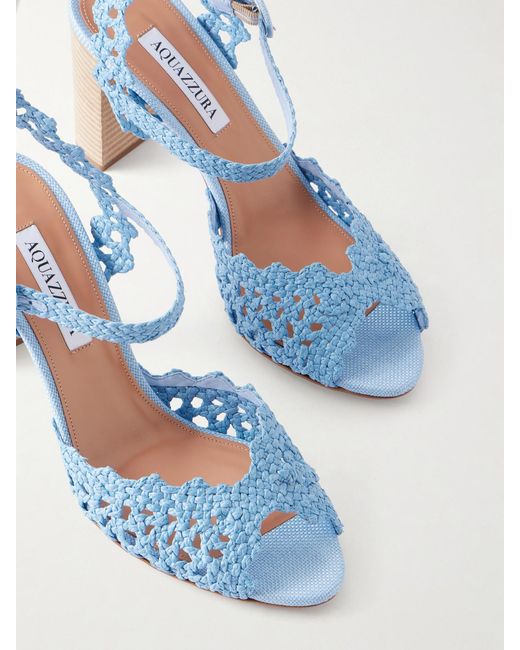Aquazzura Blue Bossa Nova 85 Raffia Sandals