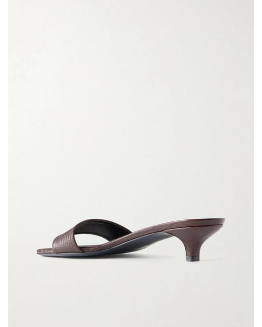 Totême White Lizard-Effect Leather Sandals
