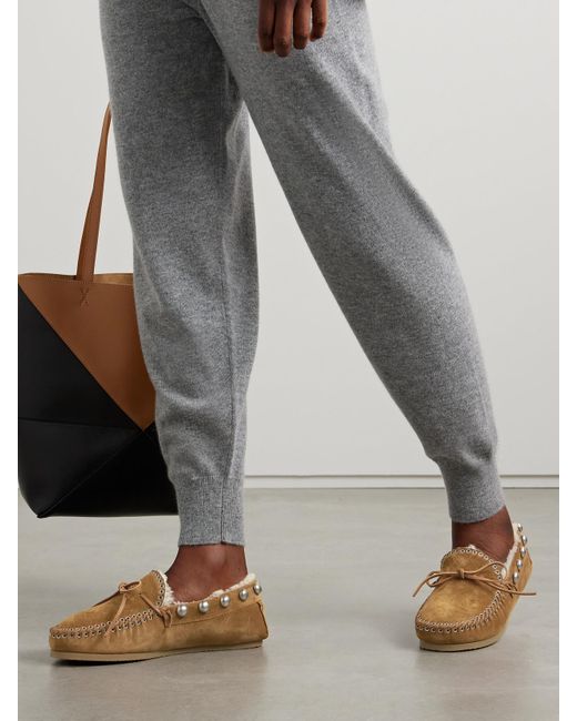 Isabel Marant Natural Fitza Embellished Suede Loafers