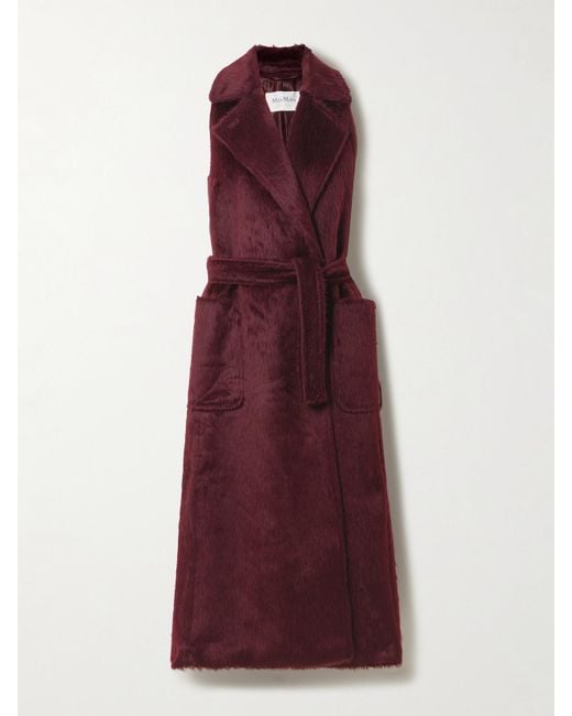 Max Mara Purple Belted Alpaca And Wool-Blend Coat