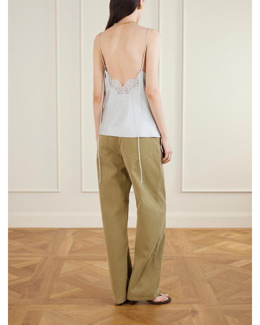 Rohe White Lace-Trimmed Silk Camisole
