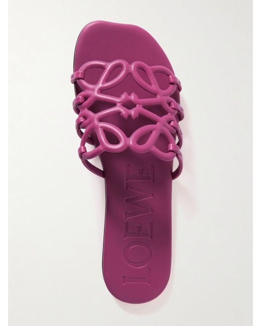 Loewe Purple Paula's Ibiza Petal Anagram Leather Slides