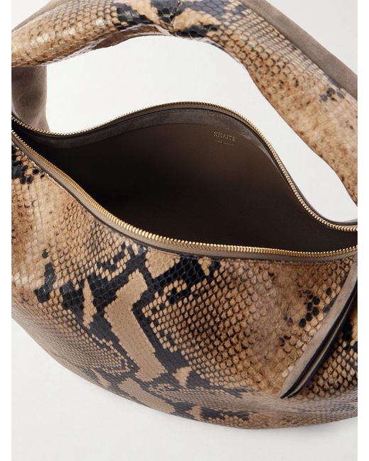 Khaite Metallic Olivia Medium Snake-Effect Leather And Suede Bag