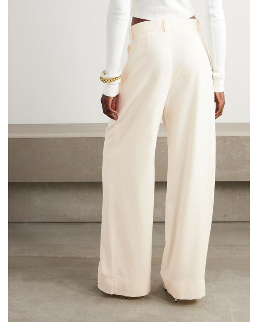 Wardrobe NYC Natural Pleated Wool-Twill Wide-Leg Pants