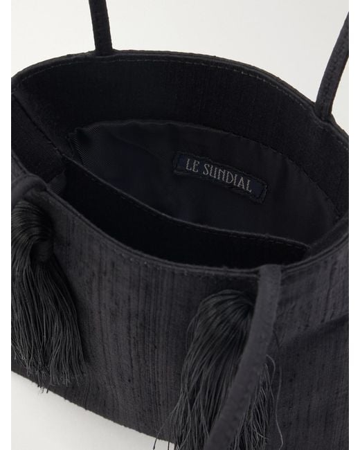 Le Sundial White Le Salon Tasseled Dupioni Clutch